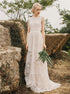 A Line Lace Open Back Scoop Wedding Dress LBQW0144